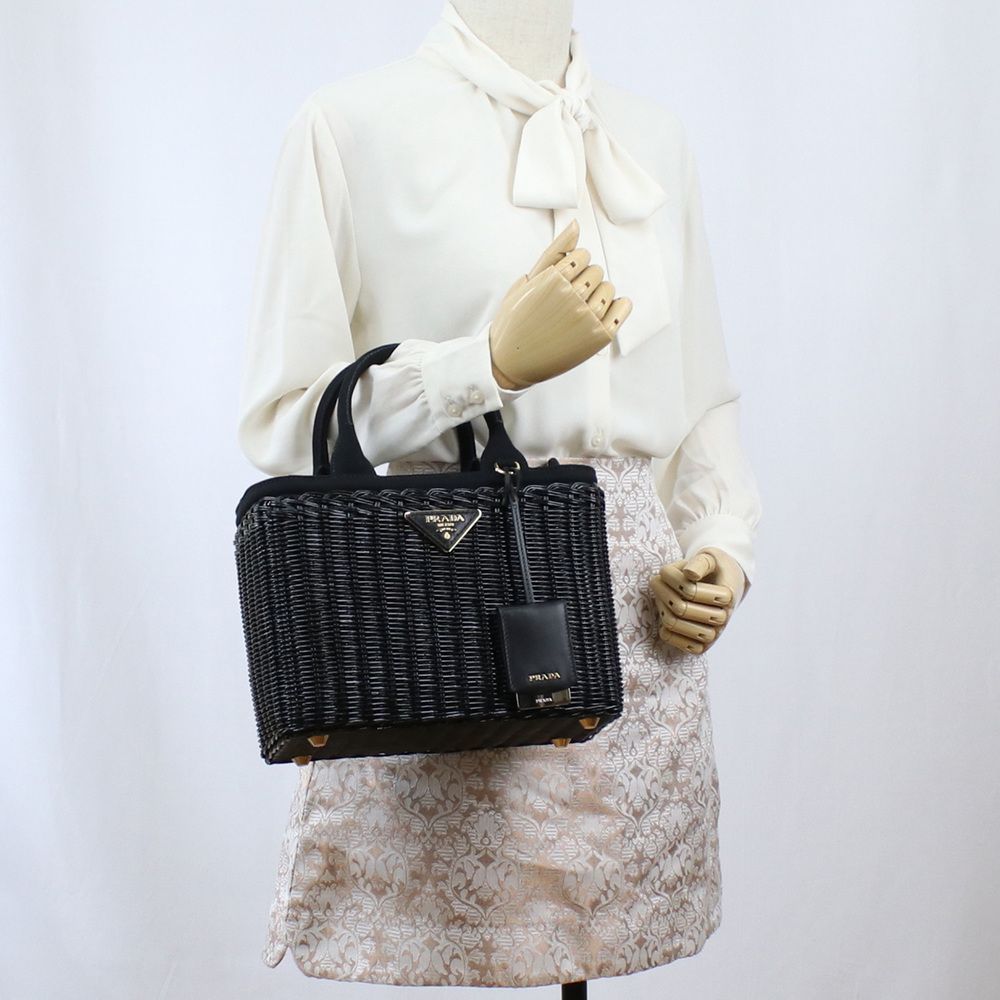 Prada Basket Bag Black Shoulder Bag - Picture 3 of 6